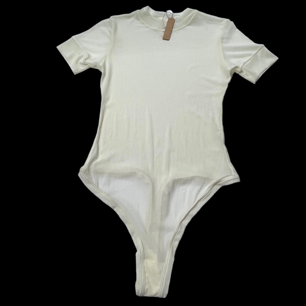 SKIMS Summer Mesh T-Shirt Bodysuit Bone Large - Picture 2 of 12